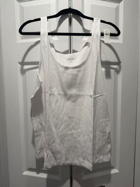 Old Navy White Ribbed Scoop Neck Tank